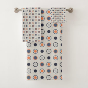 blau und orange Punkte Badhandtuch Set