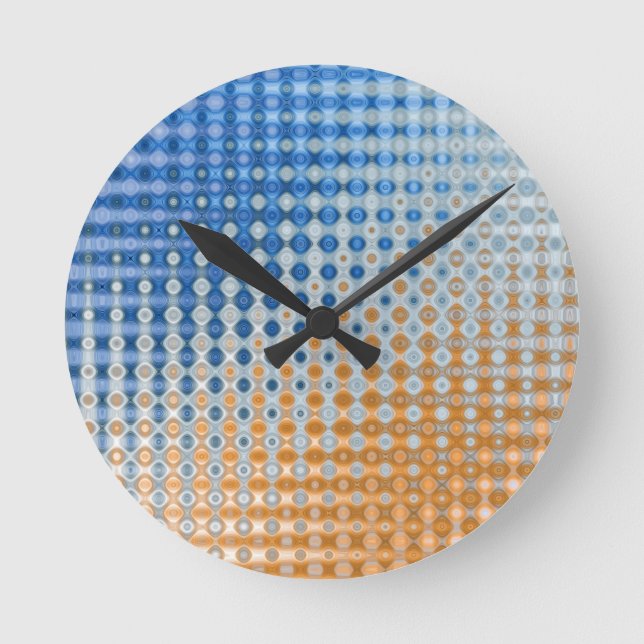 Blau und Orange  Runde Wanduhr (Vorderseite)