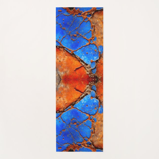 Blau und Orange Rusty Metal Yogamatte (Vorderseite)