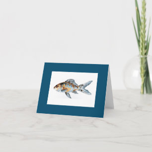 Blau und Orange Shubunkin Goldfish Fine Art Karte