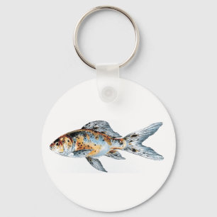 Blau und Orange Shubunkin Goldfish Fine Art Schlüsselanhänger