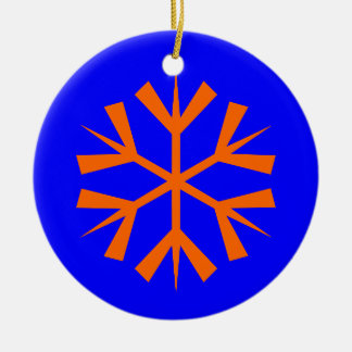 Blau und Orange Snowflake Keramikornament