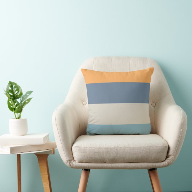 Blau und Orange Streifen Kissen (Stuhl )