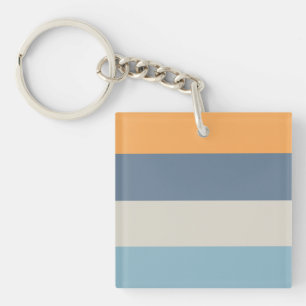 Blau und Orange Streifen Schlüsselanhänger