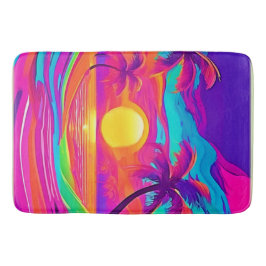 Blau und Orange Sunset Badematte