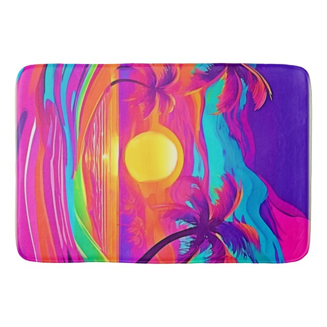 Blau und Orange Sunset Badematte (Vorderseite)