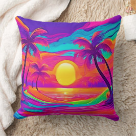 Blau und Orange Sunset Kissen