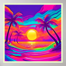 Blau und Orange Sunset Poster