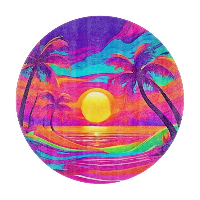 Blau und Orange Sunset Schneidebrett (Vorderseite)