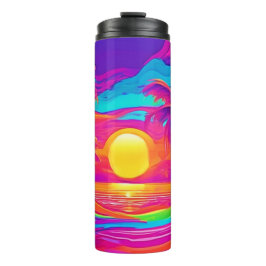 Blau und Orange Sunset Thermosbecher