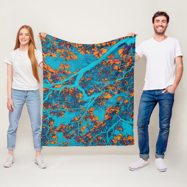Blau- und Orangenbäume Fleecedecke (Beispiel)