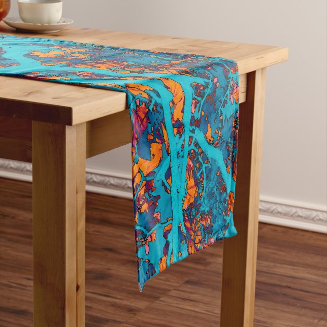 Blau- und Orangenbäume Kurzer Tischläufer (Beispiel)
