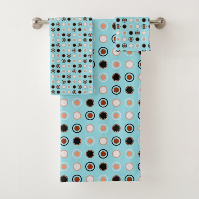 Blau- und Orangenpunkte 4 Badhandtuch Set (Insitu)