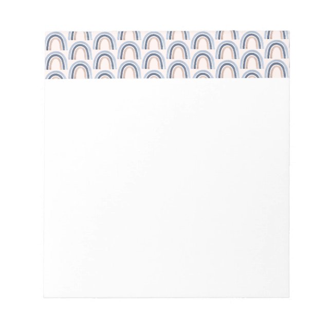 Blau und Peach Rainbow Boho Muster Notizblock (Vorderseite)