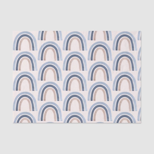 Blau und Peach Rainbow Boho Muster Seidenpapier (Vorderseite)