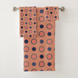 Blau- und Pfirsichpunkte Badhandtuch Set