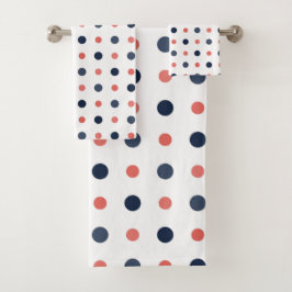 Blau- und Pfirsichpunkte Badhandtuch Set