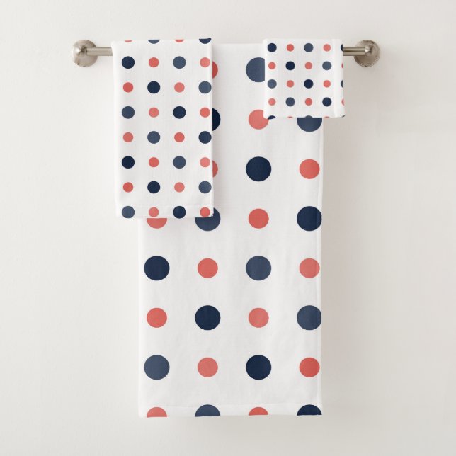 Blau- und Pfirsichpunkte Badhandtuch Set (Insitu)