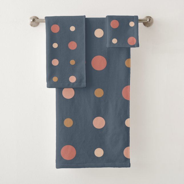Blau- und Pfirsichpunkte Badhandtuch Set (Insitu)