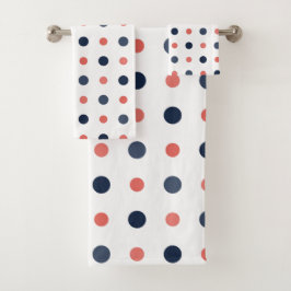 Blau- und Pfirsichpunkte Badhandtuch Set