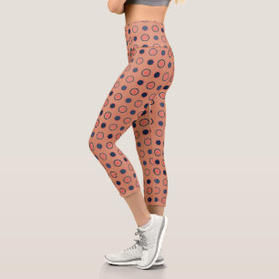 Blau- und Pfirsichpunkte Capri Leggings