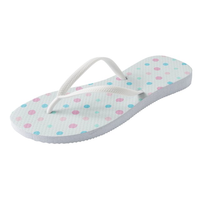 Blau- und Pfirsichpunkte Flip Flops (Schrägansicht)
