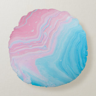 BLAU- UND PINKBILD RUNDES KISSEN