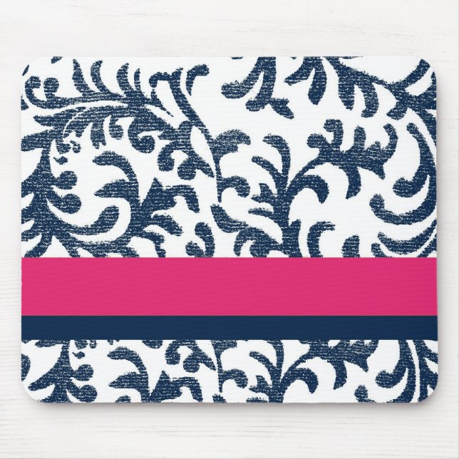 Blau- und rosa Blumenmuster Mousepad (Vorne)