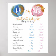 Blau und Rosa Er oder sie Alte Ehefrauen Poster