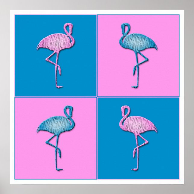 Blau und Rosa Flamingos Poster (Vorne)