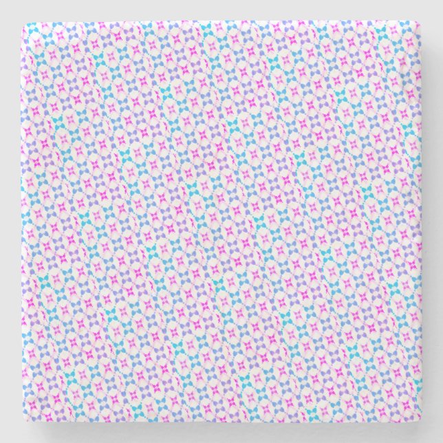 Blau und rosa gemusterter Marmor Steinuntersetzer (Vorderseite)