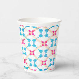 Blau- und Rosa gemusterter Papiertasse Pappbecher