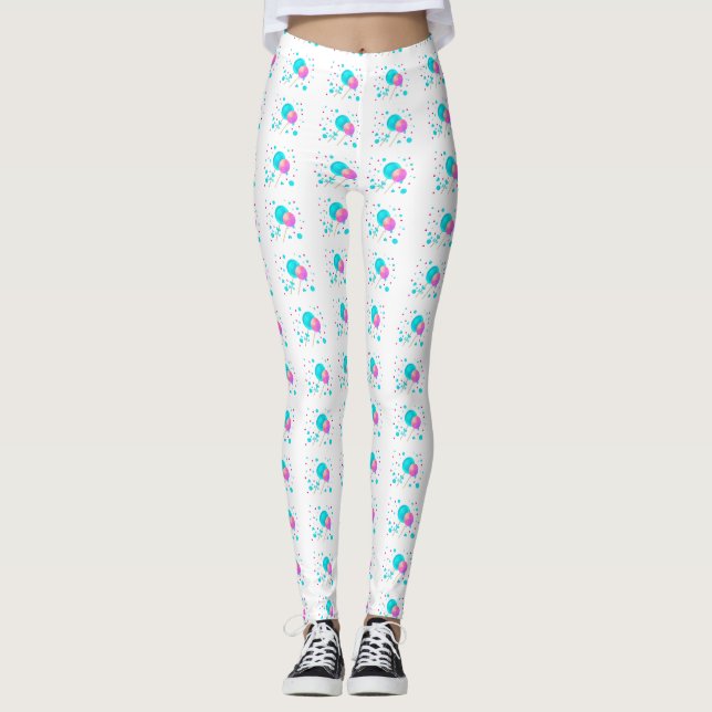 Blau und Rosa Lollipops Leggings (Vorderseite)