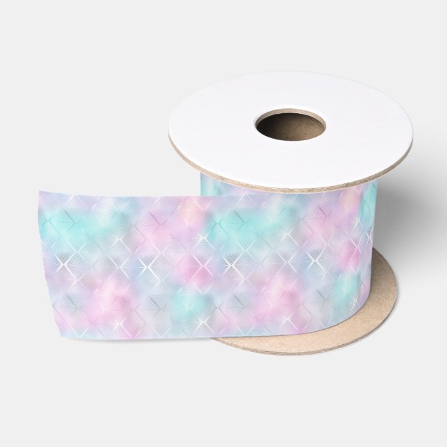 Blau und rosa Marmor Aussehen Wasserfarben Satinband (Spule)