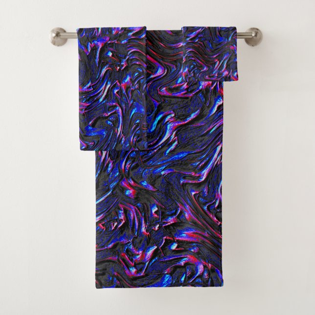 Blau und rosa mit Wandstruktur Badhandtuch Set (Insitu)
