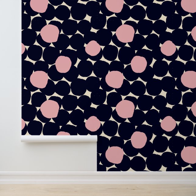 Blau- und rosa-Muster für große Punkte Tapete (Anwendung)