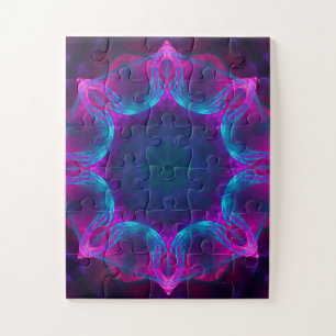 Blau und Rosa Neon Dark Kaleidoskop Gradient