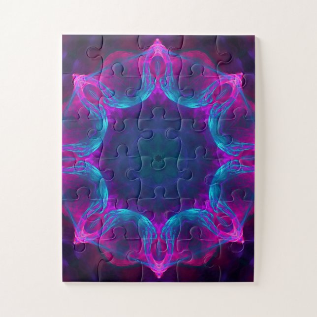 Blau und Rosa Neon Dark Kaleidoskop Gradient (Vertikal)