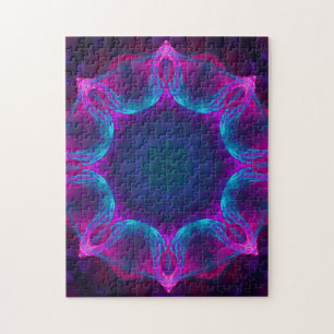 Blau und Rosa Neon Dark Kaleidoskop Gradient