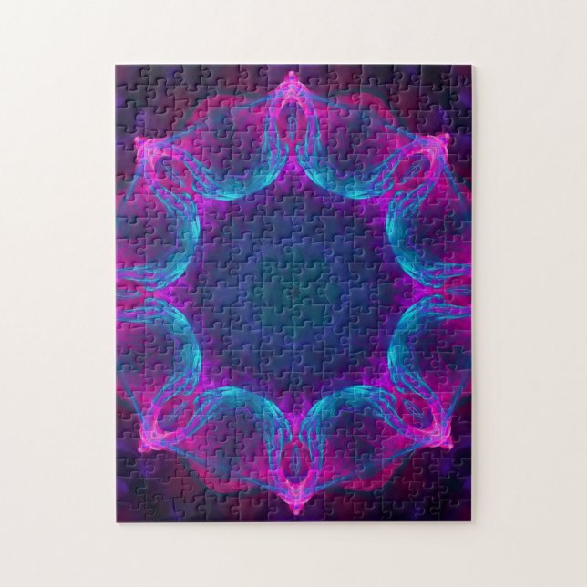Blau und Rosa Neon Dark Kaleidoskop Gradient (Vertikal)