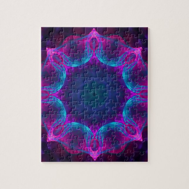 Blau und Rosa Neon Dark Kaleidoskop Gradient (Vertikal)