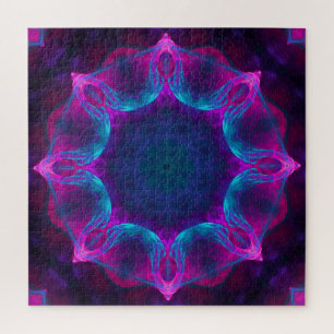 Blau und Rosa Neon Dark Kaleidoskop Gradient