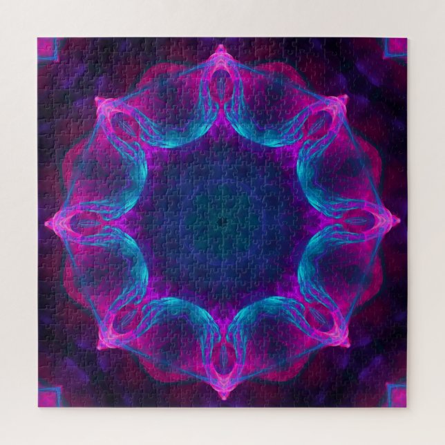 Blau und Rosa Neon Dark Kaleidoskop Gradient (Vertikal)