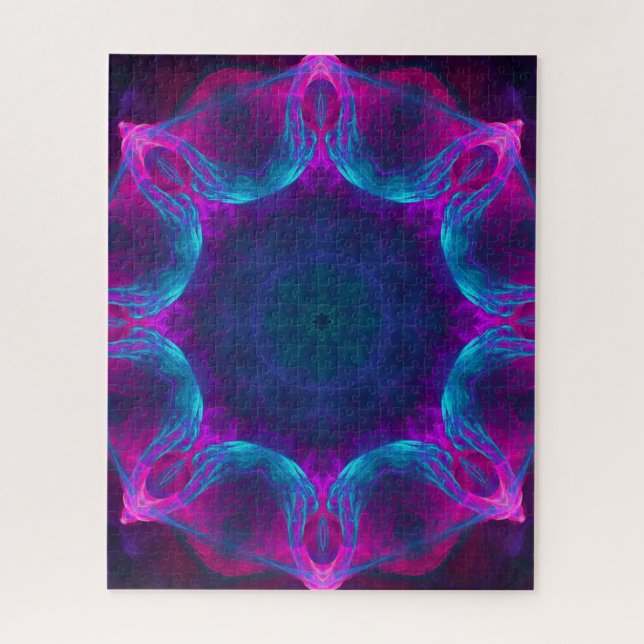 Blau und Rosa Neon Dark Kaleidoskop Gradient (Vertikal)