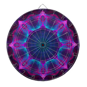 Blau und Rosa Neon Dark Kaleidoskop Gradient Dartscheibe