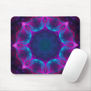 Blau und Rosa Neon Dark Kaleidoskop Gradient Mousepad