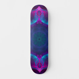 Blau und Rosa Neon Dark Kaleidoskop Gradient Skateboard