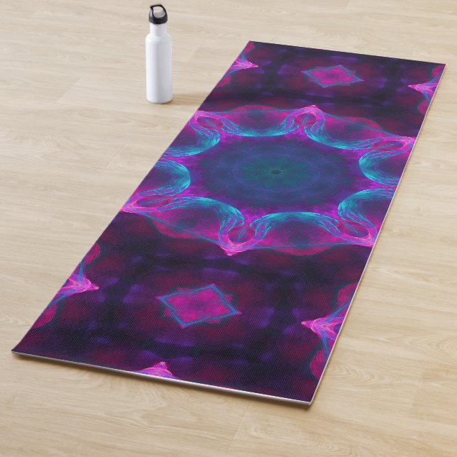 Blau und Rosa Neon Dark Kaleidoskop Gradient Yogamatte (Beispiel)