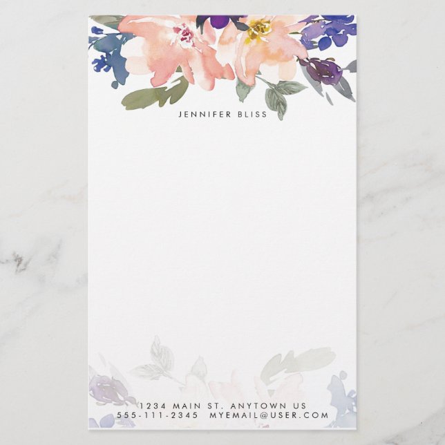 Blau und Rosa, personalisiert Briefpapier (Vorderseite)