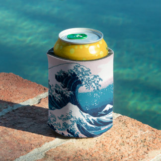 Blau und Rosa Pixel Great Wave Dosenkühler